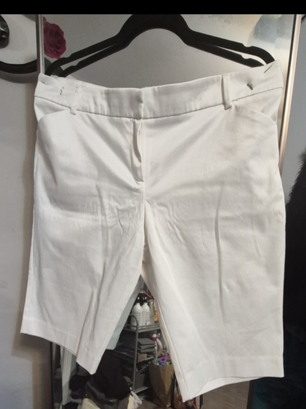 New York & Company White Tailored Bermuda Shorts